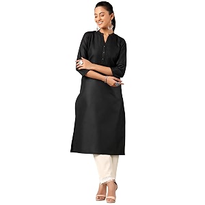 Libas Womens Solid Cotton Blend Straight Kurta