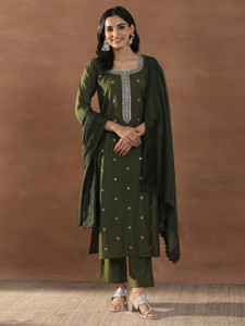 LIBAS Women Silk Blend Kurta Pant Dupatta