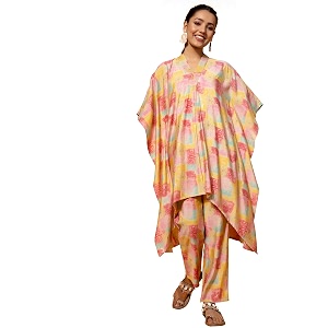 Libas Womens Printed Silk Blend Co ord