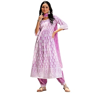 Libas Womens Embroidered Cotton A-Line Kurta with