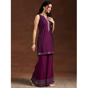 Libas Womens Embroidered Silk Blend Straight Kurta