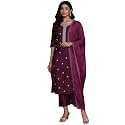 Libas Womens Embroidered Silk Blend Straight Kurta