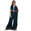 Libas Womens Embroidered Silk Blend Straight Kurta