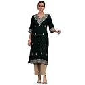 Libas Womens Embroidered Viscose Straight Kurta for