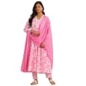 Pink floral printed anarkali kurta and printed