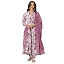 Mauve floral printed anarkali kurta and printed