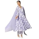 Pink floral printed anarkali kurta and printed