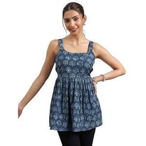 Libas Womens Printed Cotton Anarkali Kurti for