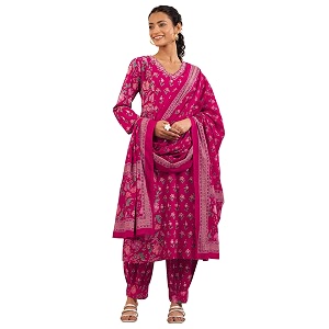 Libas Womens Printed Cotton A Line Kurta