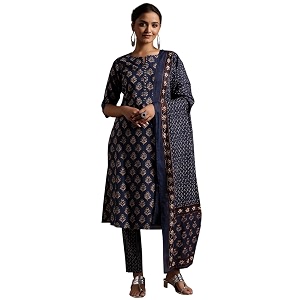 Libas Womens Printed Cotton Straight Kurta With