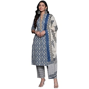Libas Womens Printed Cotton Straight Kurta With