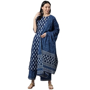 Libas Womens Printed Cotton Straight Kurta With