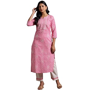Libas Womens Printed Cotton Straight Kurta With