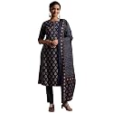 Libas Womens Printed Cotton Straight Kurta With