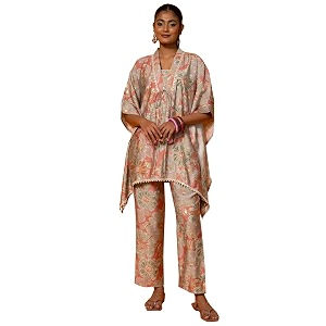 Libas Womens Printed Silk Blend Co-ord Set