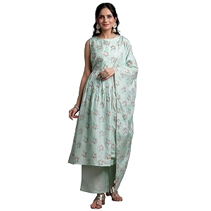 Libas Womens Printed Silk Blend A-Line Kurta
