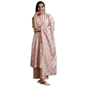 Libas Womens Printed Silk Blend A-Line Kurta