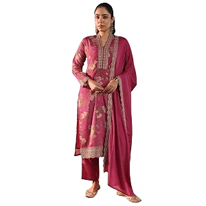Libas Womens Printed Silk Blend Straight Kurta