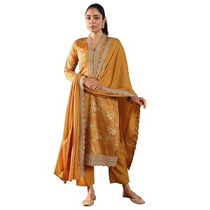 Libas Womens Printed Silk Blend Straight Kurta