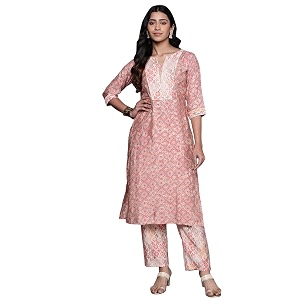 Libas Womens Printed Silk Blend Straight Kurta