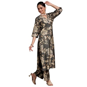 Libas Womens Printed Silk Blend Straight Kurta