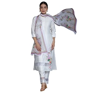 Libas Womens Self Design Silk Blend Straight