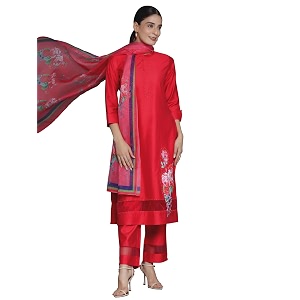 Libas Womens Self Design Silk Blend Straight