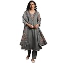 Libas Womens Self Design Silk Blend Straight