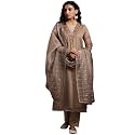 Libas Womens Self Design Silk Blend Straight