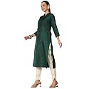 Libas Womens Solid Cotton Blend Straight Kurta