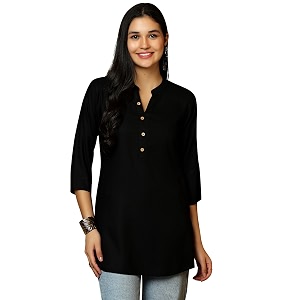 Libas Womens Solid Viscose Straight Kurti for