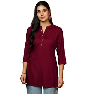 Libas Womens Solid Viscose Straight Kurti for