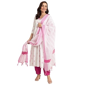 Libas Womens Woven Design Cotton Blend Straight