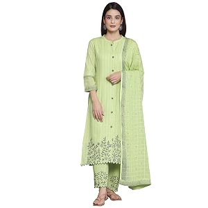 Libas Womens Woven Design Cotton Straight Kurta