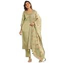 Libas Womens Woven Design Silk Blend Straight