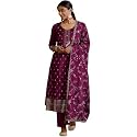 Libas Womens Woven Design Silk Blend Straight