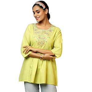 Libas Womens Yoke Design Cotton Blend A-Line