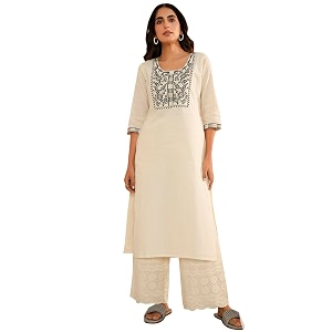 Libas Womens Yoke Design Cotton Straight Kurta