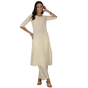 Libas Womens Yoke Design Cotton Straight Kurta