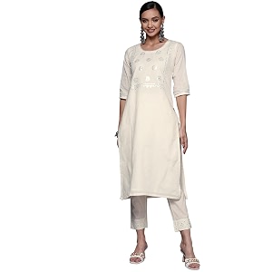 Libas Womens Yoke Design Cotton Straight Kurta