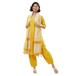 Libas Woven Design Cotton Blend Straight Kurta