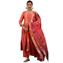 Libas Woven Design Silk blend Straight Kurta