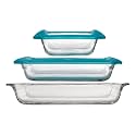 Libbey Baker’s Premium 5 Piece Glass Baking Dish Set, Stackable Casserole Dish with Lid Set, Baking Glassware for Casseroles, Lasagna, Brownies