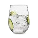 Libbey Hammered Stemless Wine Glass Set of 8, 17 oz