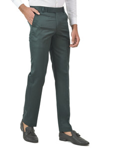 libbys men slim fit black cotton blend trousers