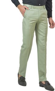 libbys men slim fit black cotton blend trousers