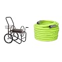 Liberty Garden 880-2 Industrial 2-Wheel Pneumatic Tires Garden Hose Reel Cart, Holds 300-Feetof 5/8-Inch Hose - Gray and Flexzilla Garden Hose 5/8 in. x 100 ft., Heavy Duty, Lightweight, Drinking Water Safe, ZillaGreen - HFZG