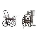Liberty Garden 880-2 Industrial 2-Wheel Pneumatic Tires Garden Hose Reel Cart - Gray & Arm Navigator Multi-Directional Garden Hose Reel, Holds 125-Feet of, 5/8-Inch, Bronze