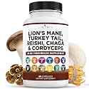 Liberty Lifestyle Lions Mane Mushroom Supplement with Turkey Tail Reishi Cordyceps Chaga with Marshmallow Root - 1-Pack