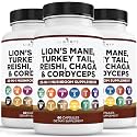 Liberty Lifestyle Lions Mane Mushroom Supplement with Turkey Tail Reishi Cordyceps Chaga with Marshmallow Root - 3-Pack